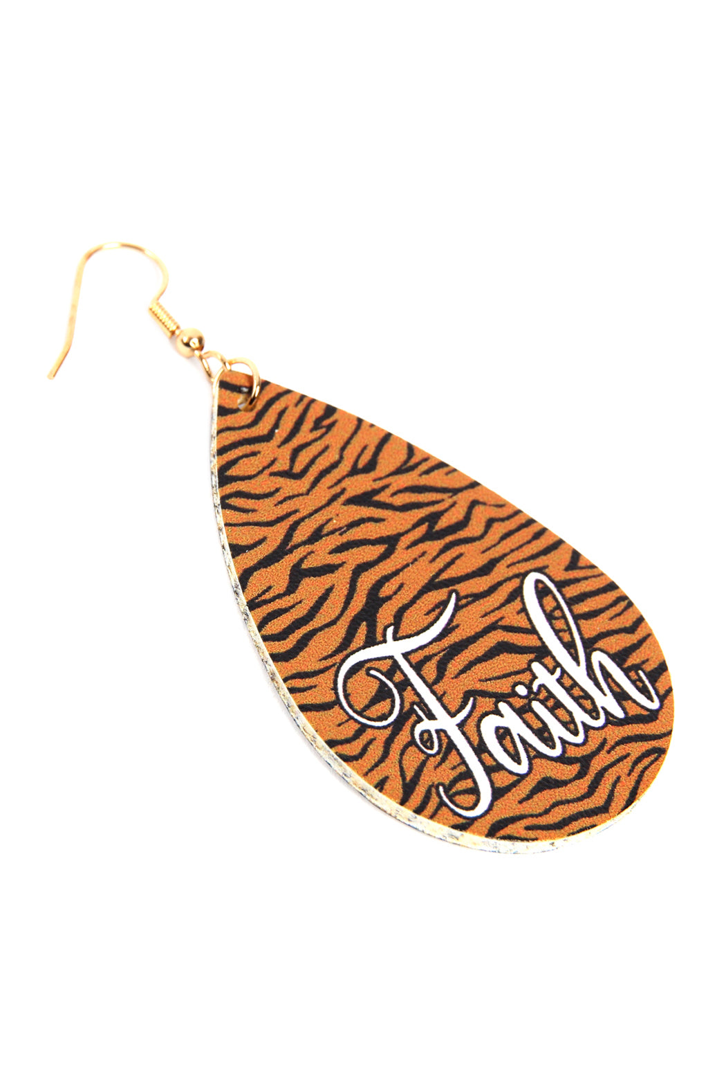 "Faith" Animal Print Leather Fish Hook Earrings