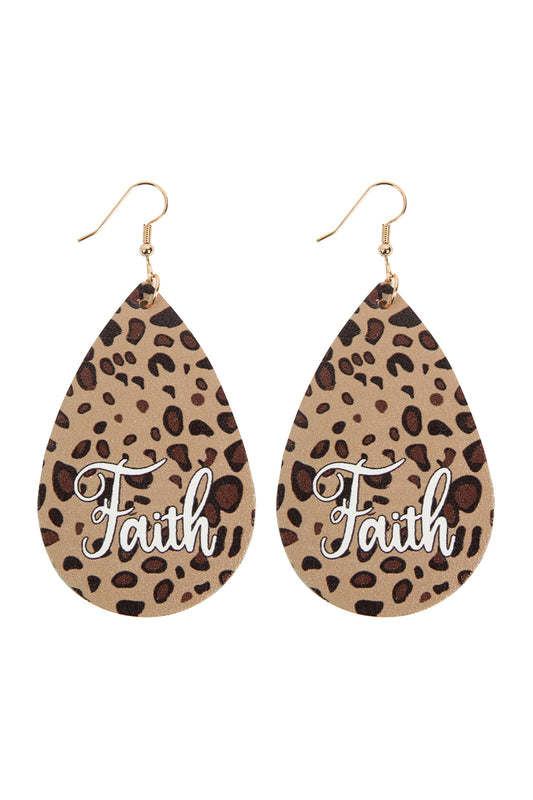 Leopard Faith Animal Print Leather Fish Hook Earrings