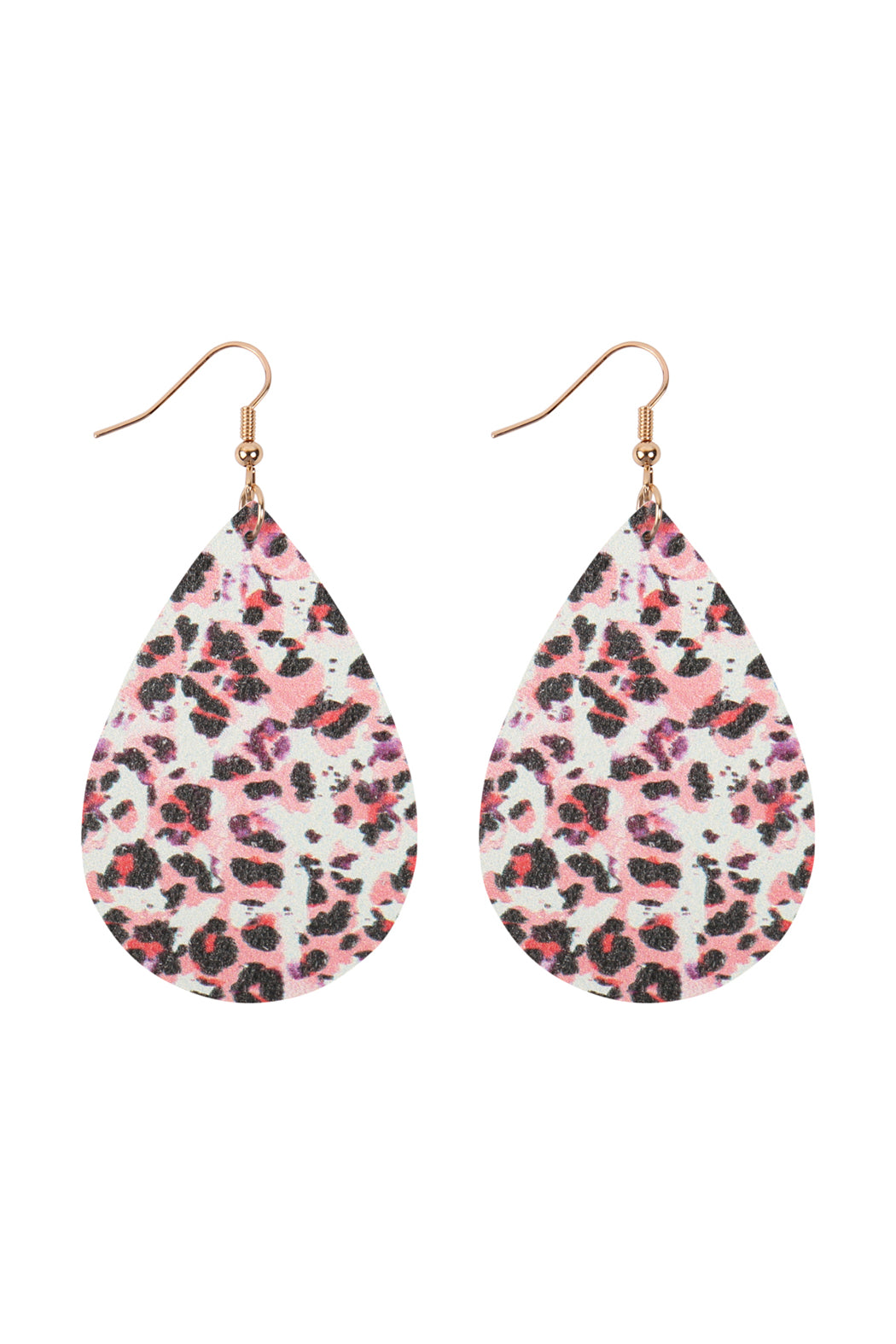 Multi Color Abstract Design Leather Teardrop Hook Earrings