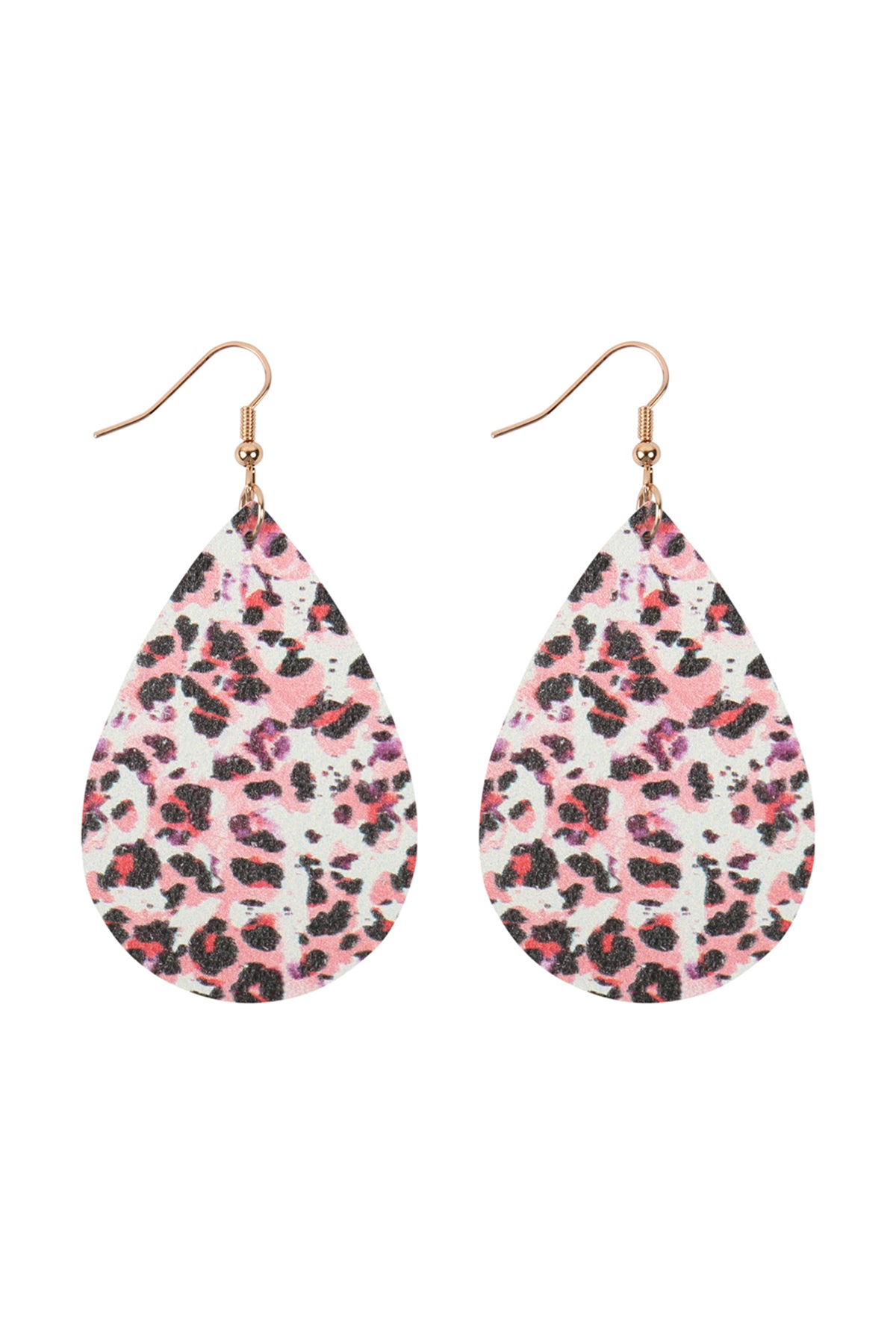 Multi Color 7 Abstract Design Leather Teardrop Hook Earrings