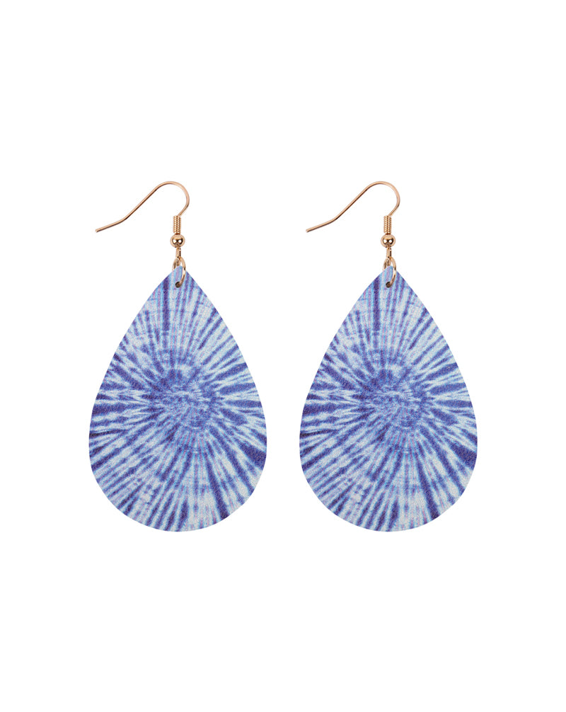 Multi Color 8 Abstract Design Leather Teardrop Hook Earrings