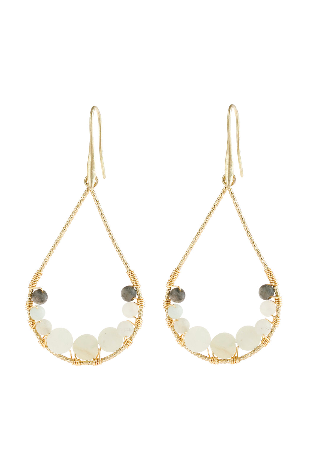 Amazonite Natural Stone Teardrop Hook Earrings