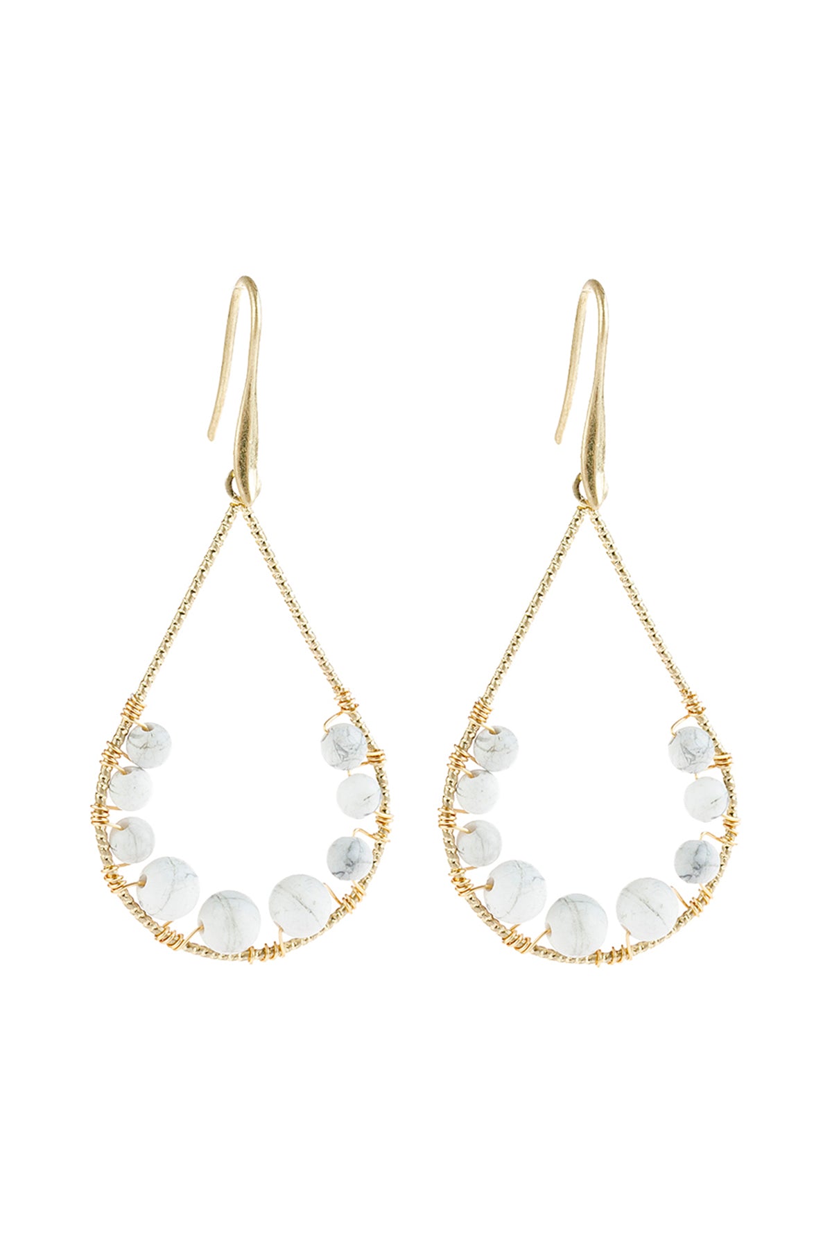 White Natural Stone Teardrop Hook Earrings