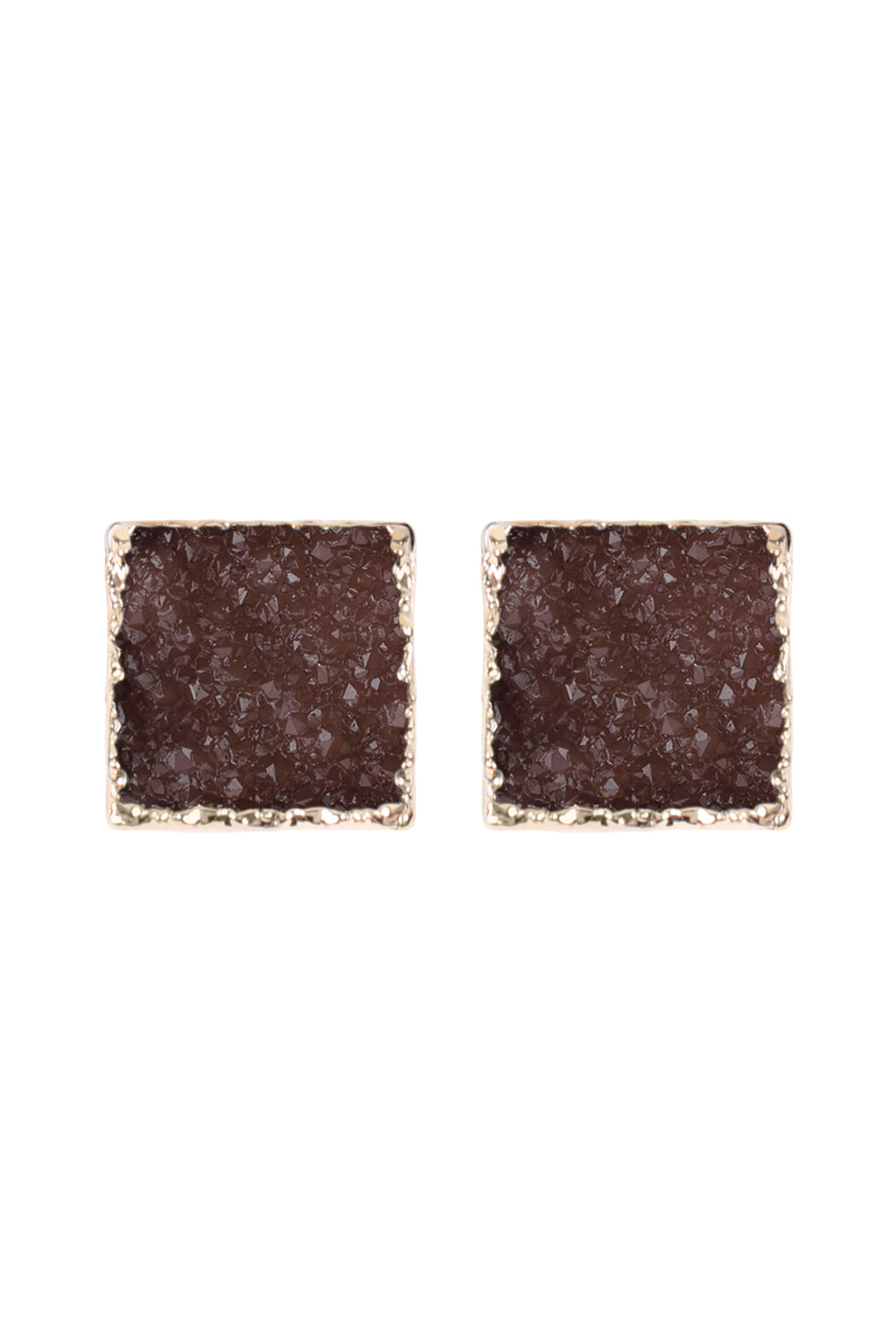 Square Druzy Stone Stud Earrings