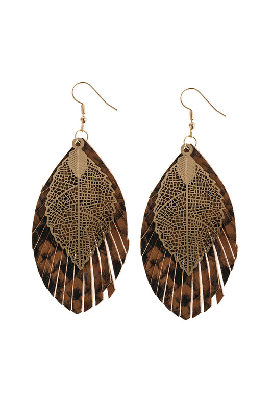 Layered Fringe Leather Earrings/1PC