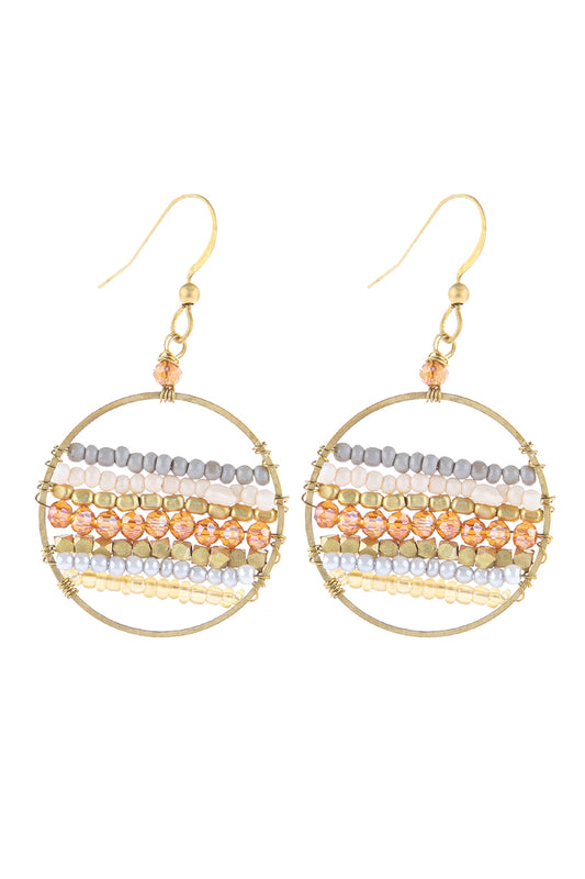 Mixed Beads Drop Earrings Multicolor