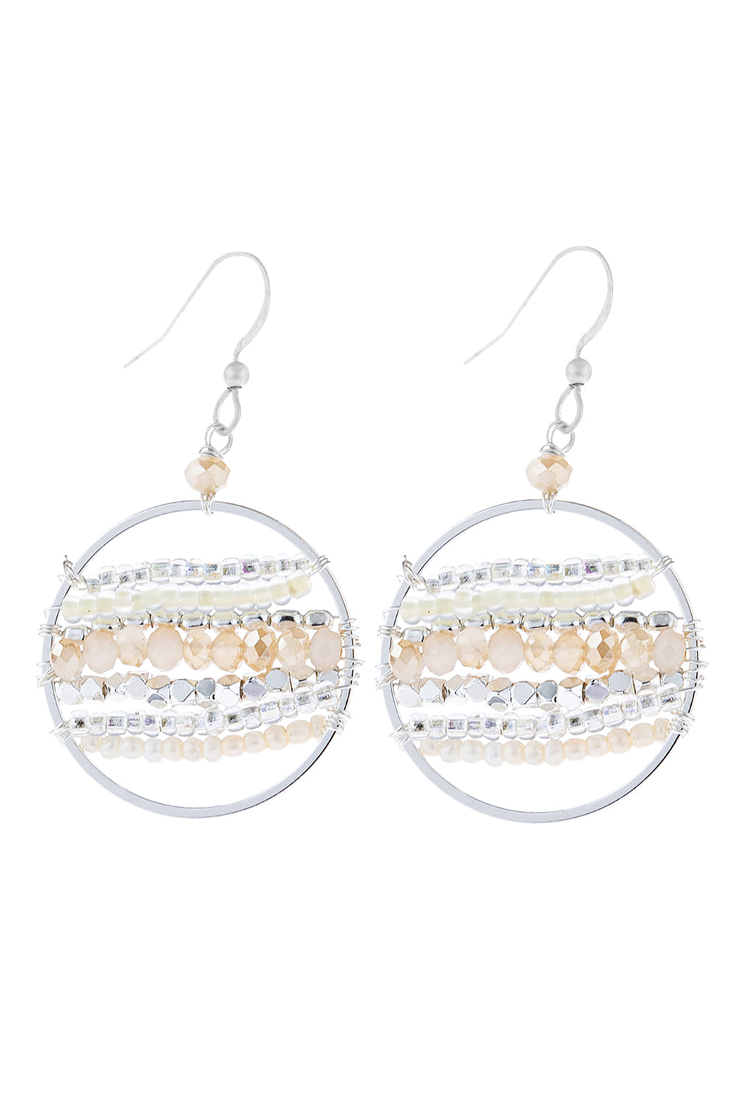 Mixed Beads Drop Earrings Natural