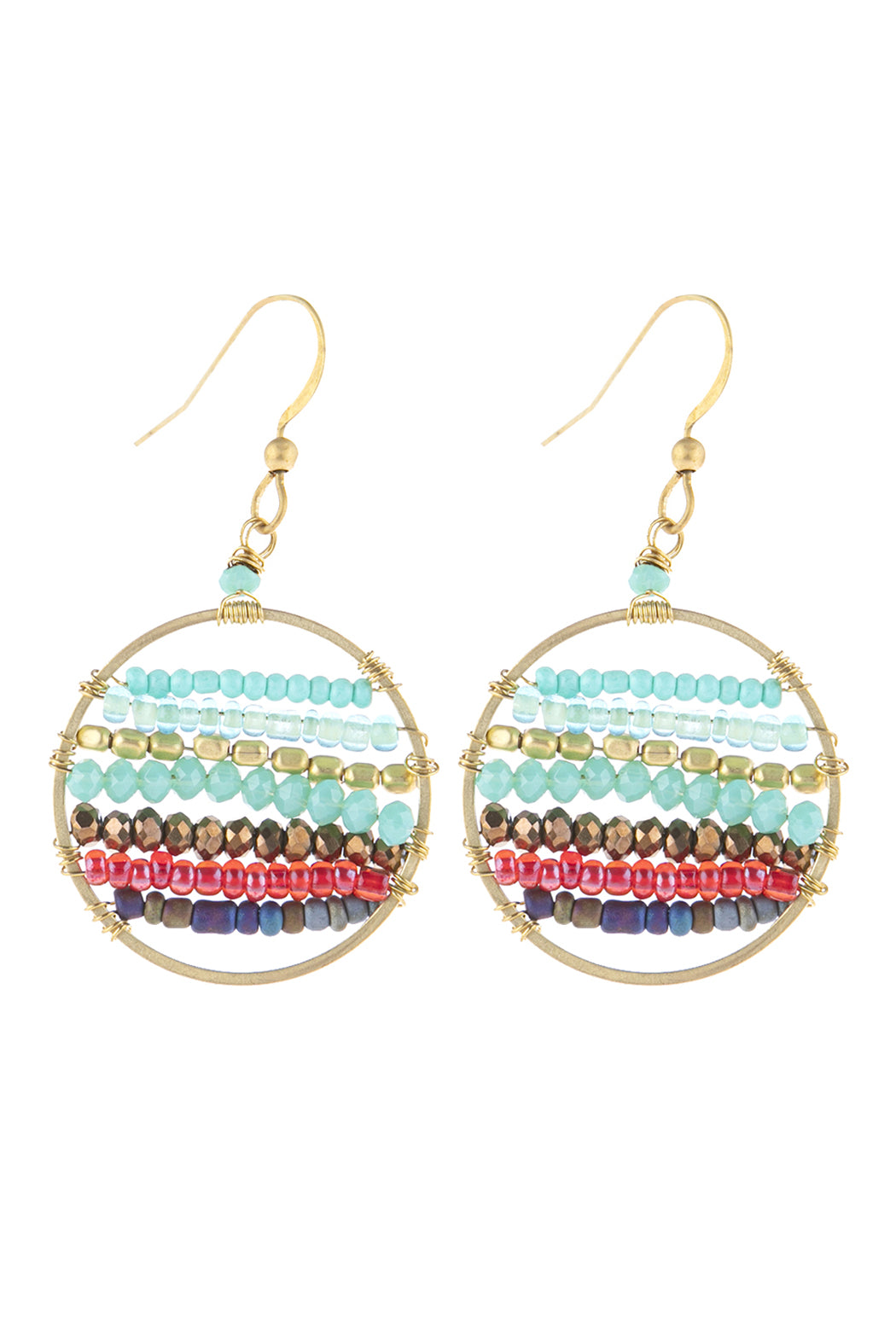 Mixed Beads Drop Earrings Tur2uoise