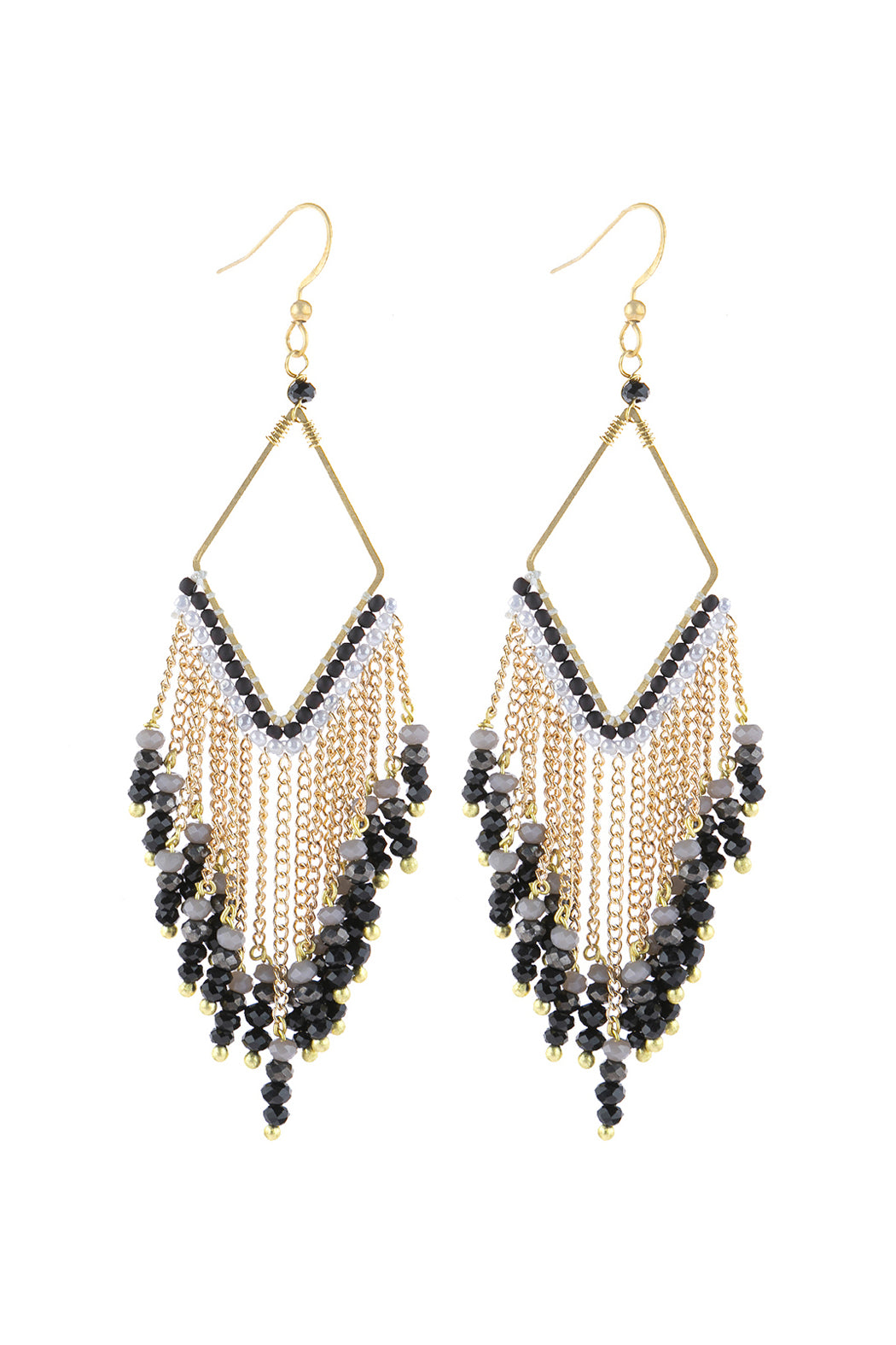 Dangle Beaded Earrings Black