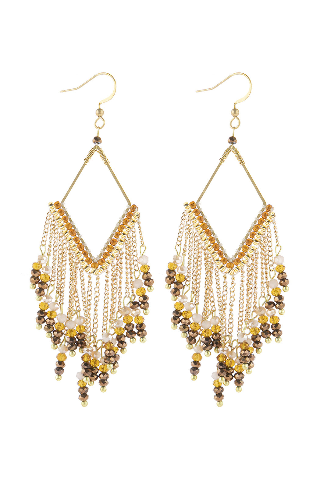 Dangle Beaded Earrings Brown