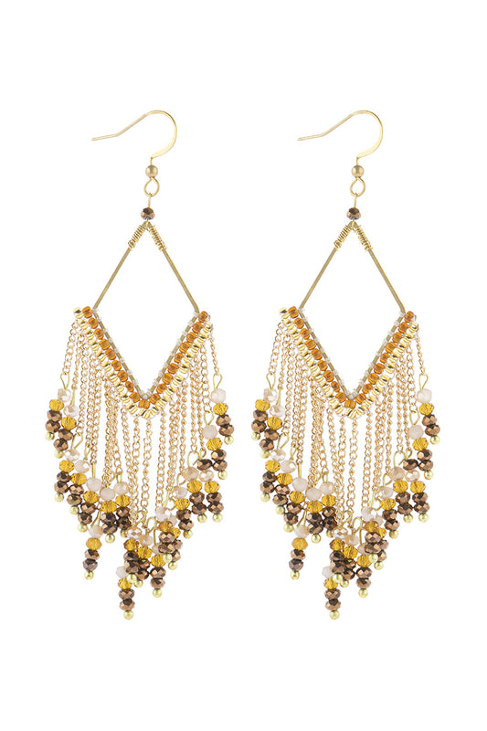 Dangle Beaded Earrings Brown