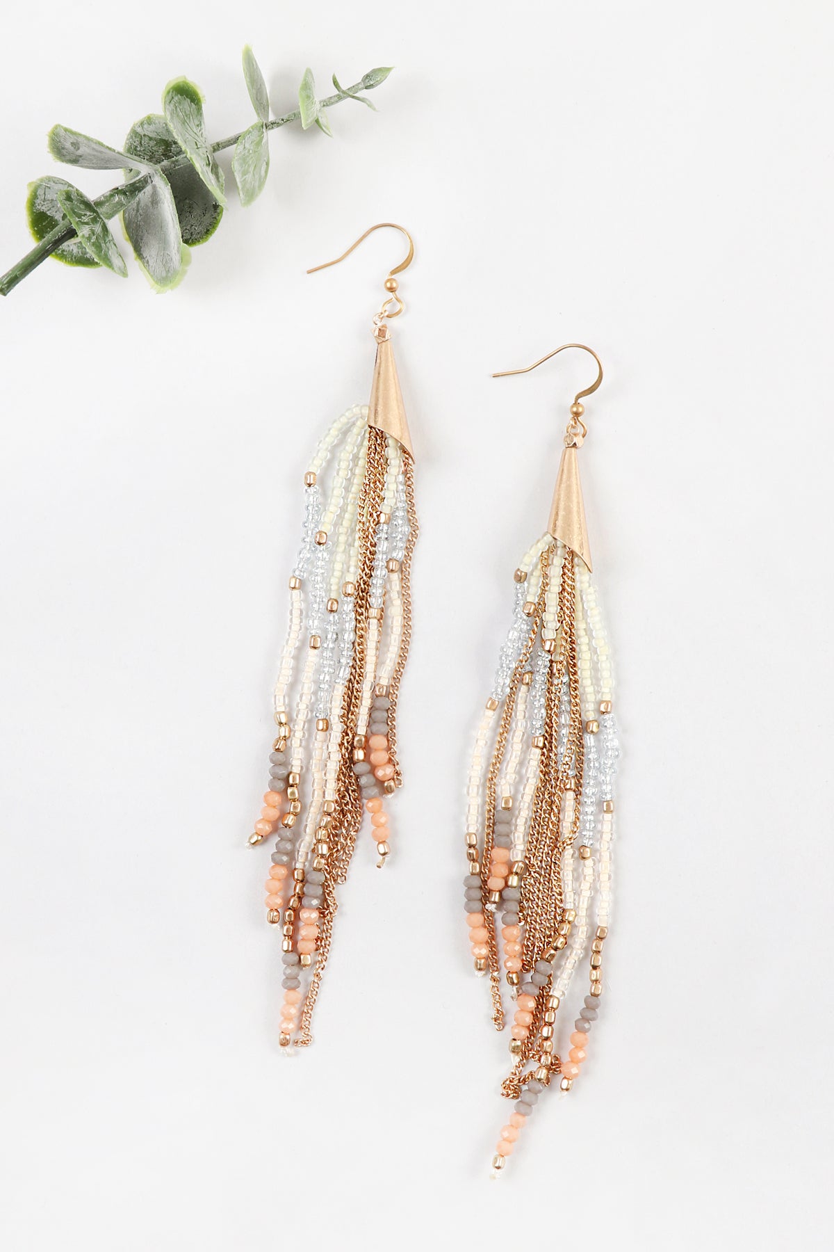 Mixed Beads Tassel Earrings