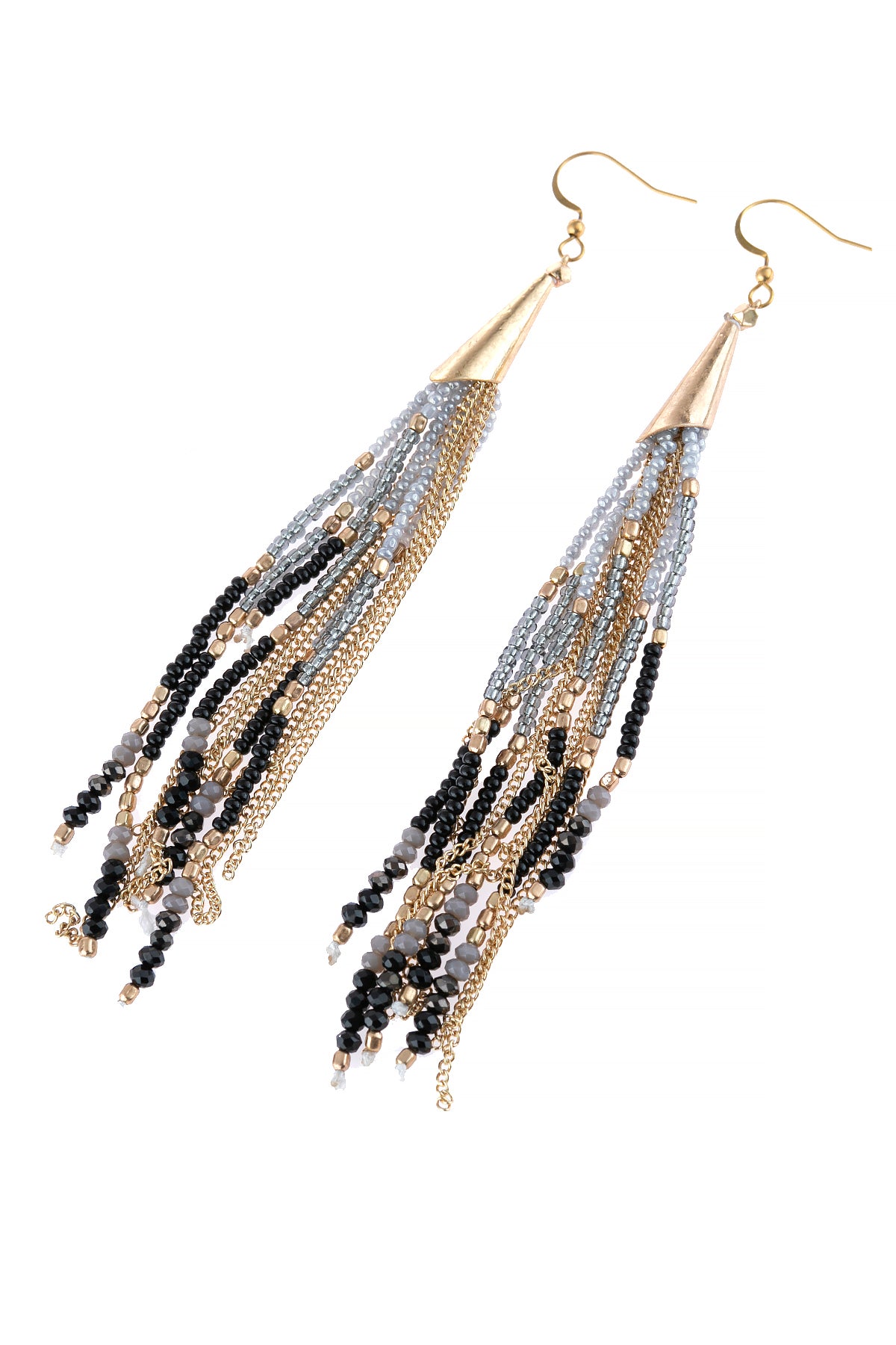 Mixed Beads Tassel Earrings