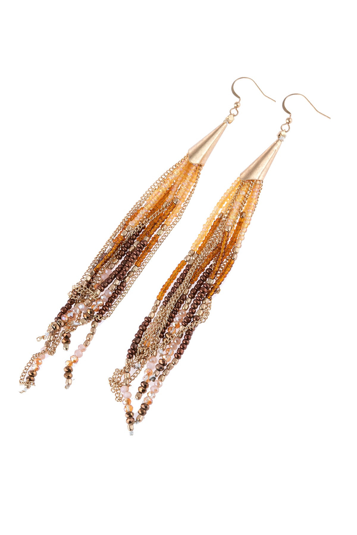 Mixed Beads Tassel Earrings