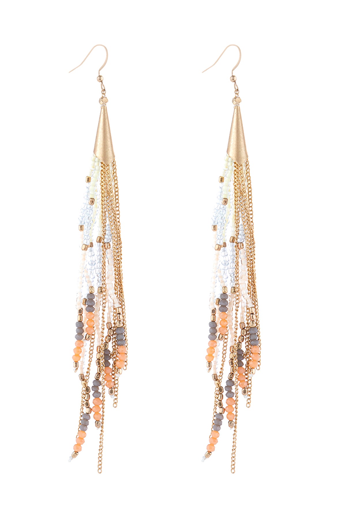 Mixed Beads Tassel Earrings