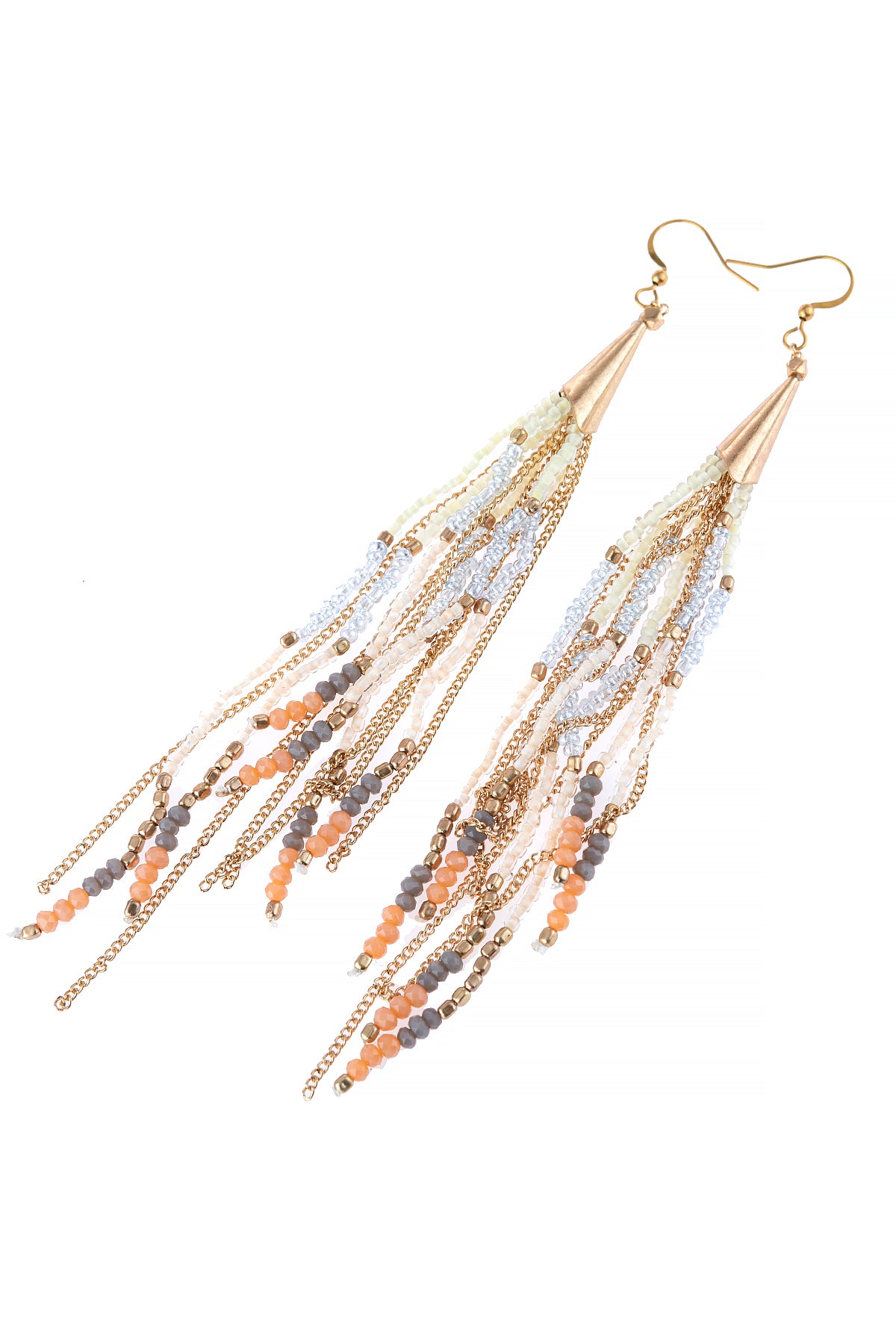 Mixed Beads Tassel Earrings