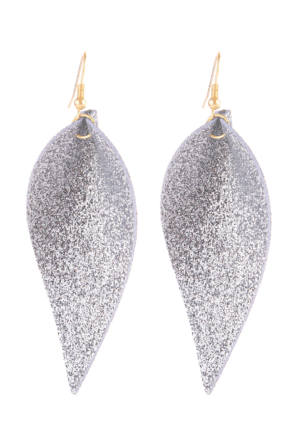 Pinched Glittery Leather Drop Earrings