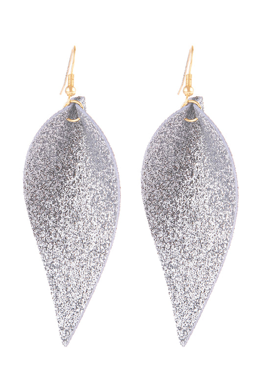 Pinched Glittery Leather Drop Earrings