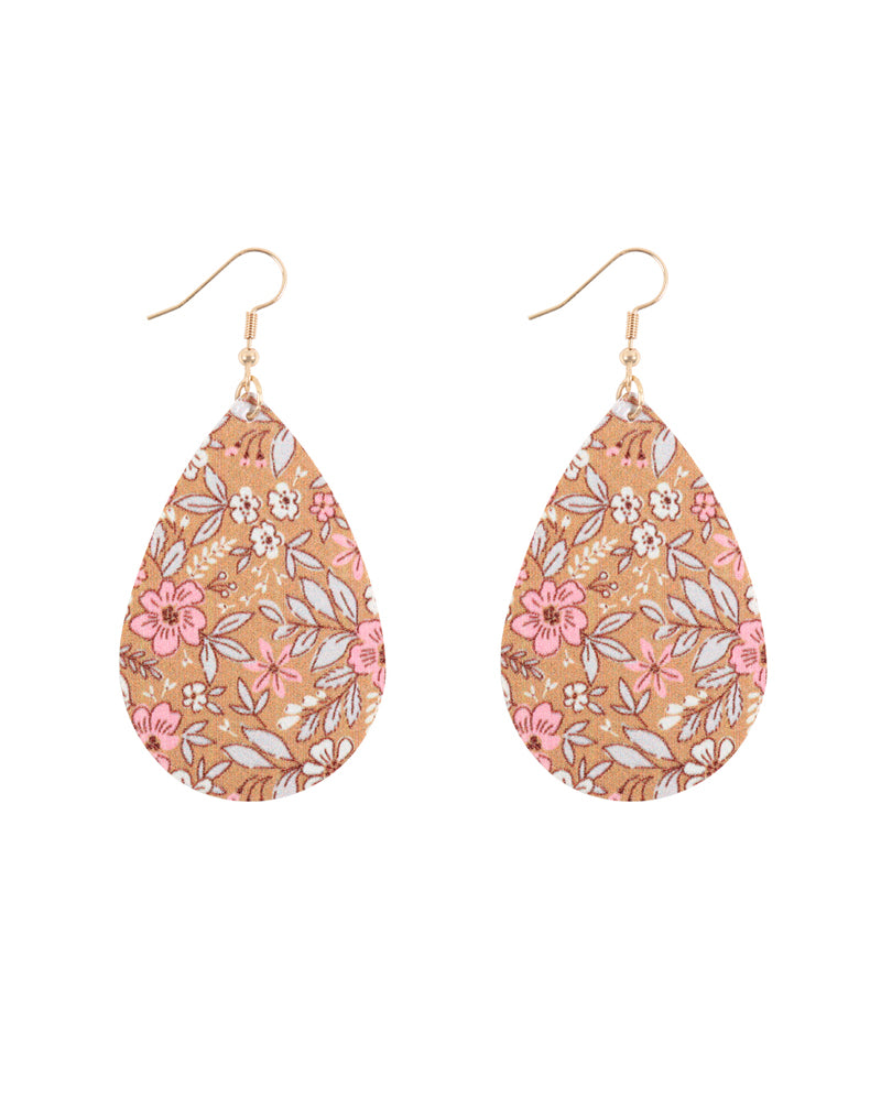 Floral Printed Pear Shape Earrings