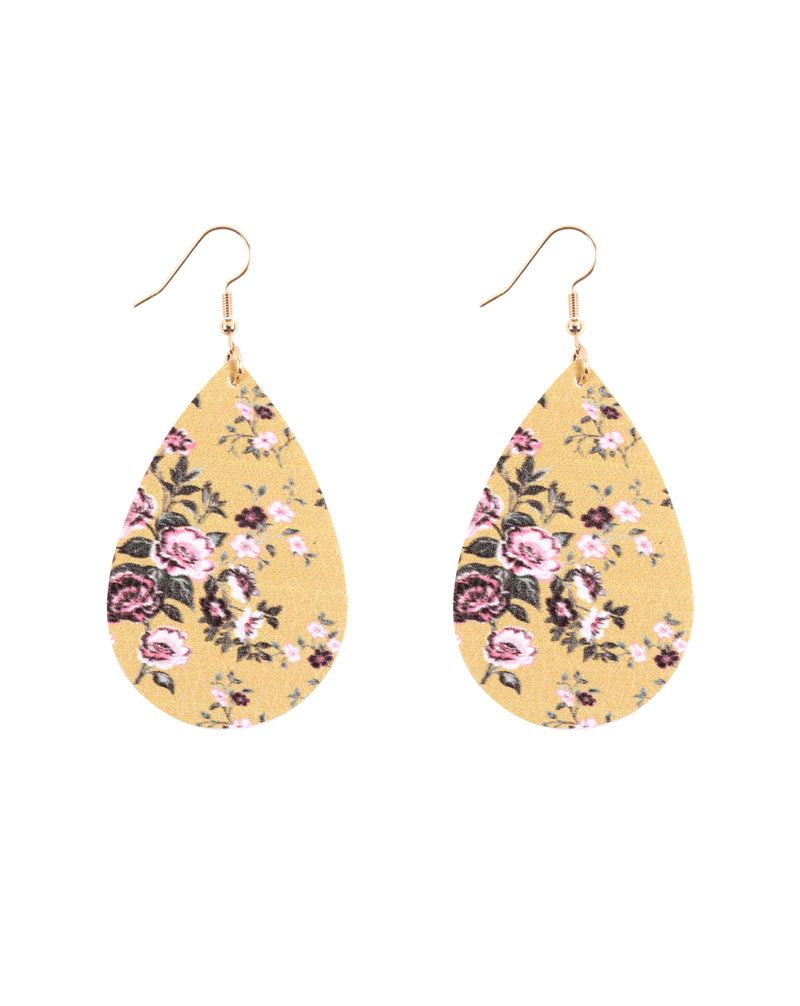 Floral Printed Pear Shape Earrings