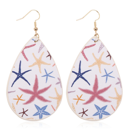 Star Fish Print Teardrop Earrings Multicolor
