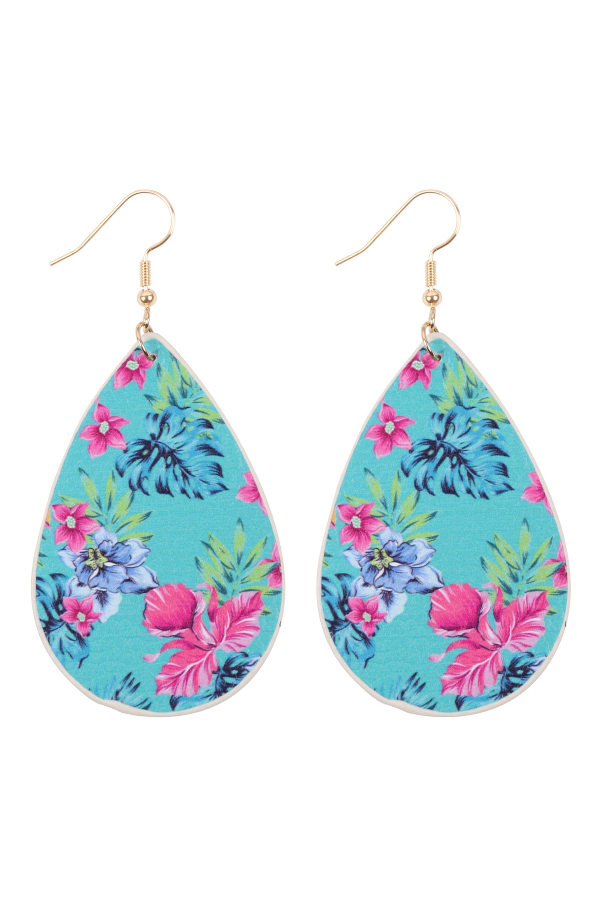 Tur2uoise Floral Print Teardrop Earrings