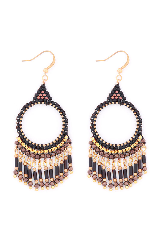 Bohemian Beads Chandelier Fish Hook Earrings