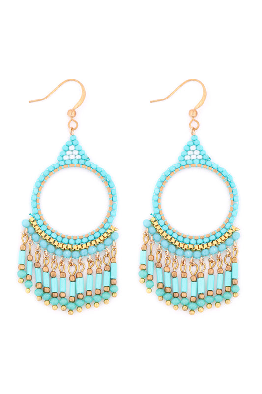 Bohemian Beads Chandelier Fish Hook Earrings Tur2uoise