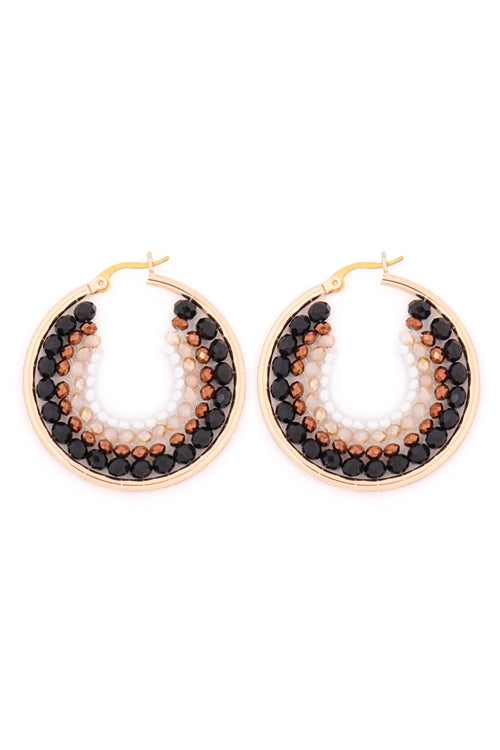 Bohemian Rondelle Beads Hoop Earrings