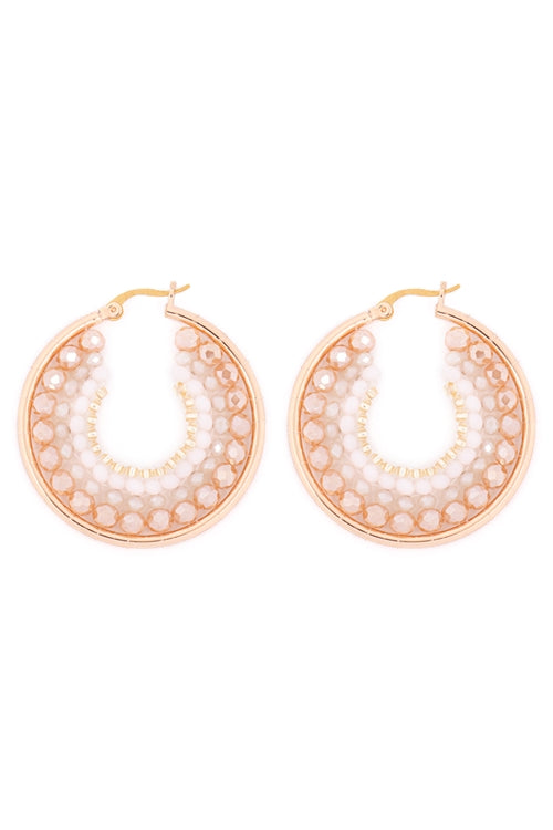 Bohemian Rondelle Beads Hoop Earrings Natural