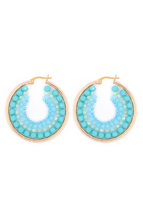 Bohemian Rondelle Beads Hoop Earrings Tur2uoise