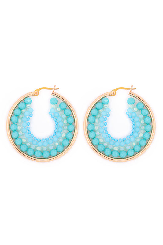 Bohemian Rondelle Beads Hoop Earrings