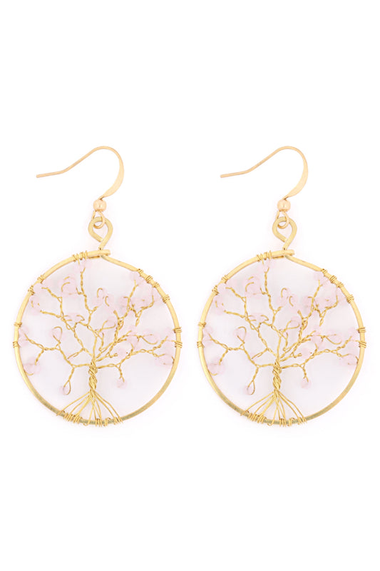 Tree Of Life Round Hook Earrings