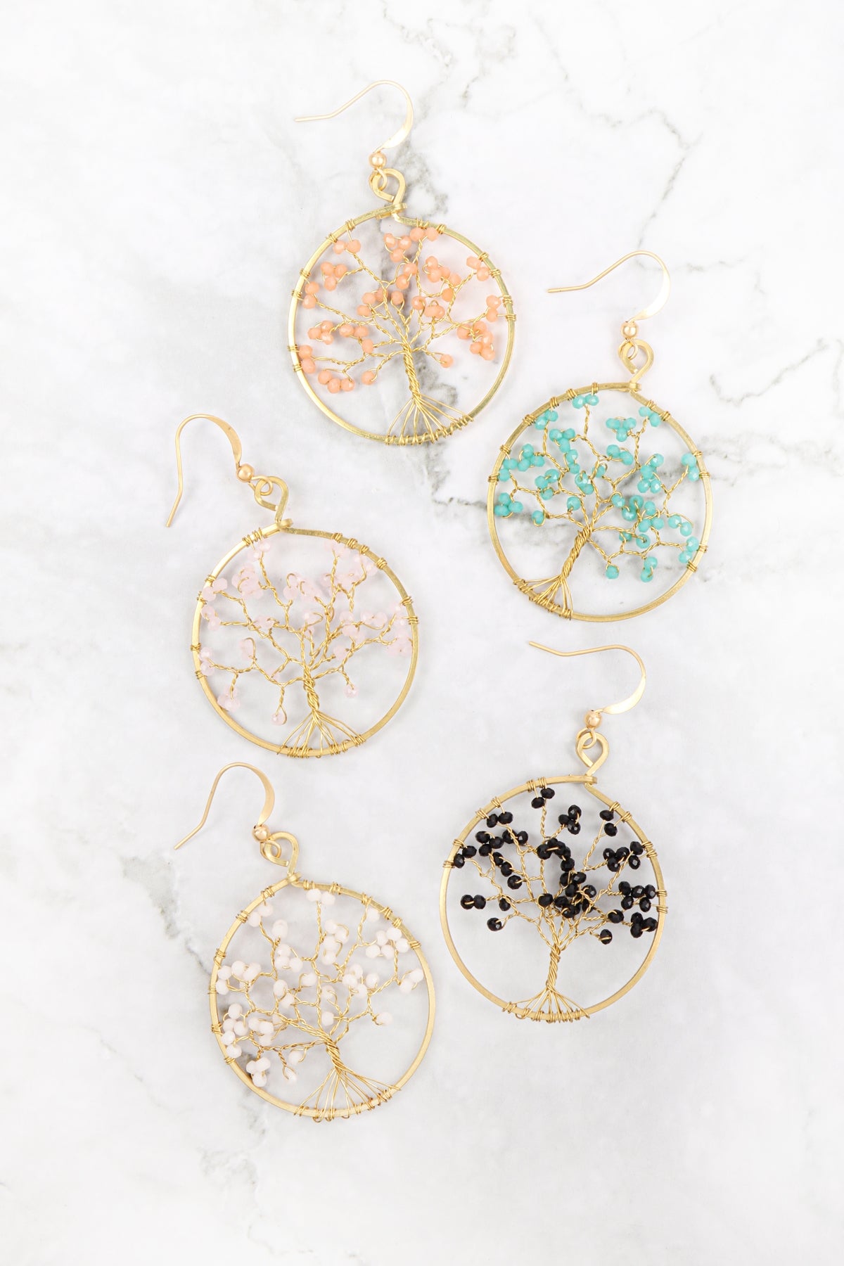 Tree Of Life Round Hook Earrings