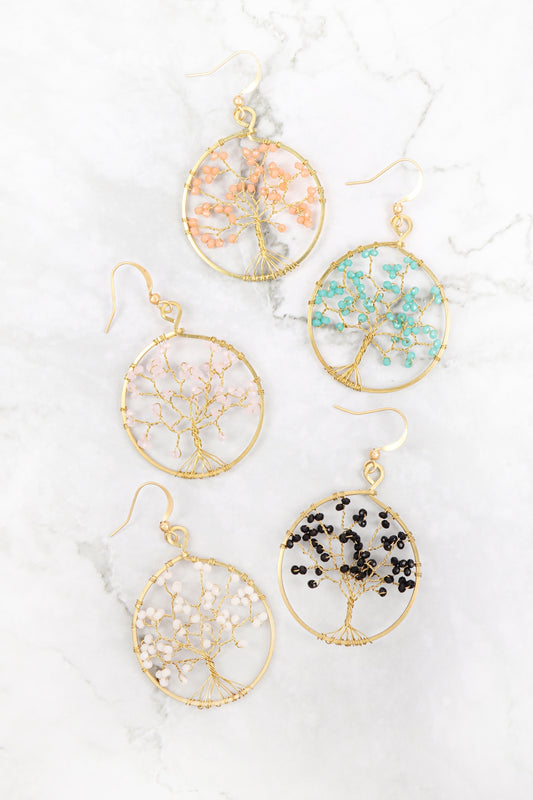 Tree Of Life Round Hook Earrings