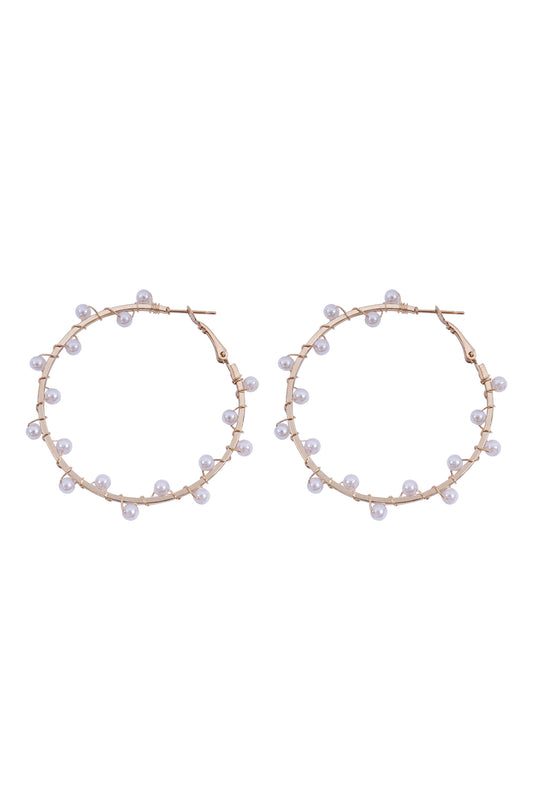 Pearl Wrap Twist Hoop Earring Set Gold Silver