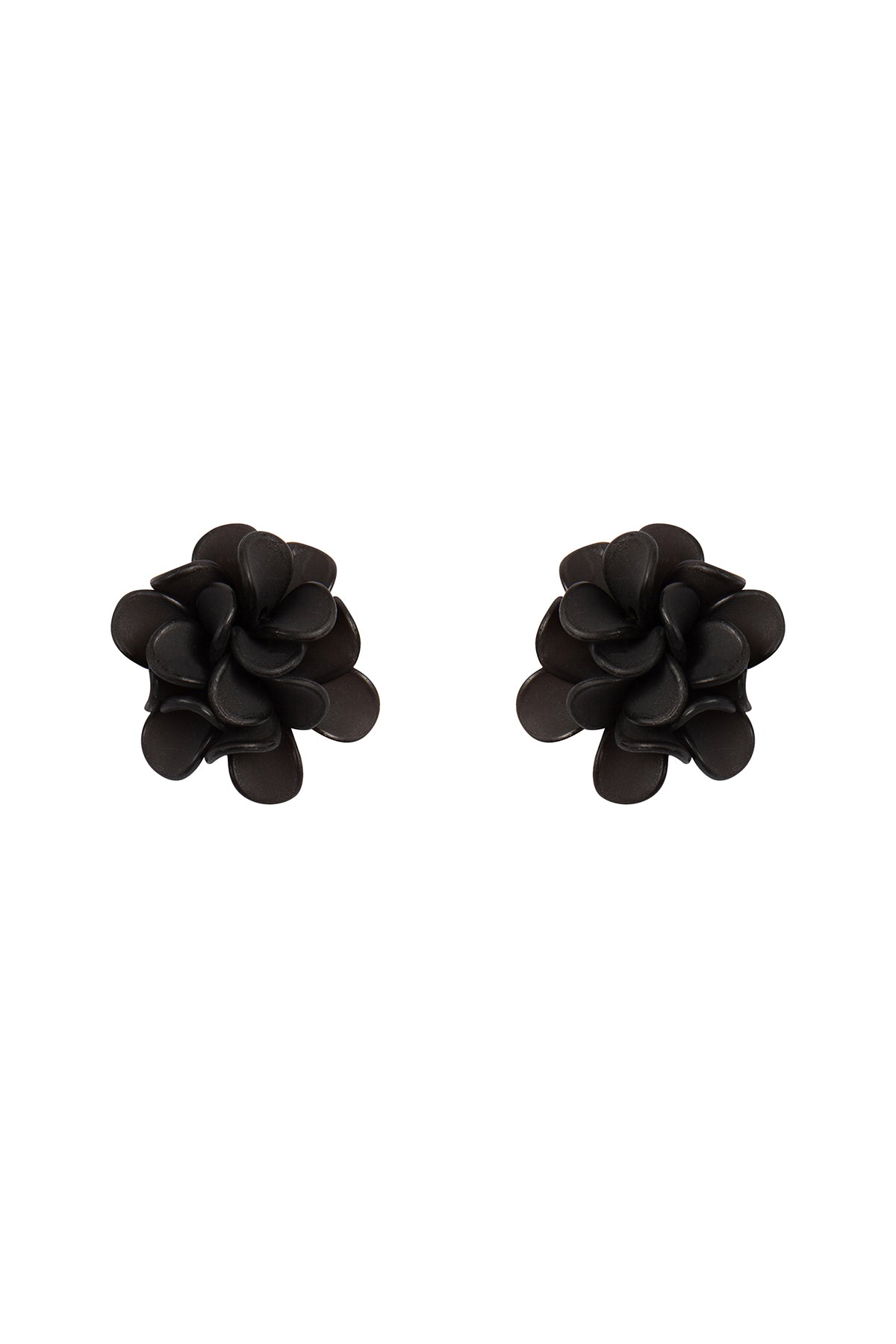 Acrylic Flower Petals Post Stud Earrings Black
