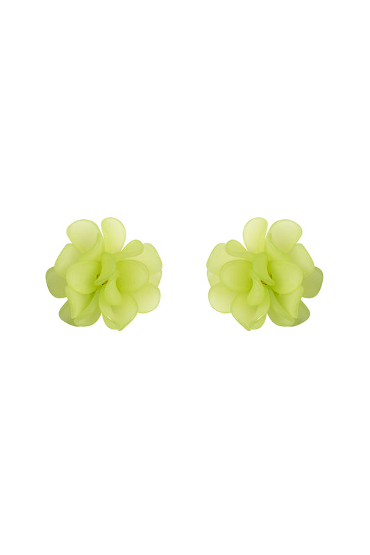 Acrylic Flower Petals Post Stud Earrings Green