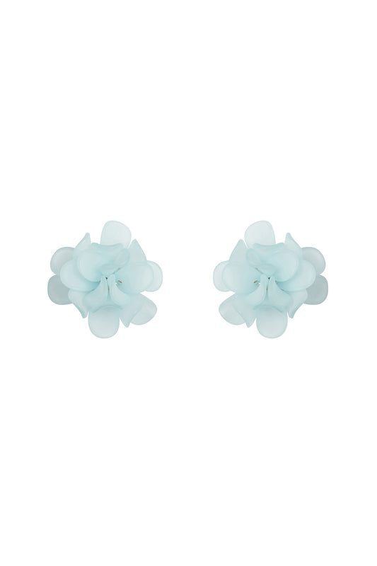 Acrylic Flower Petals Post Stud Earrings Light Blue