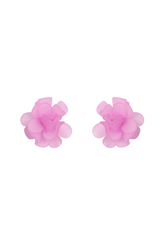 Acrylic Flower Petals Post Stud Earrings Purple