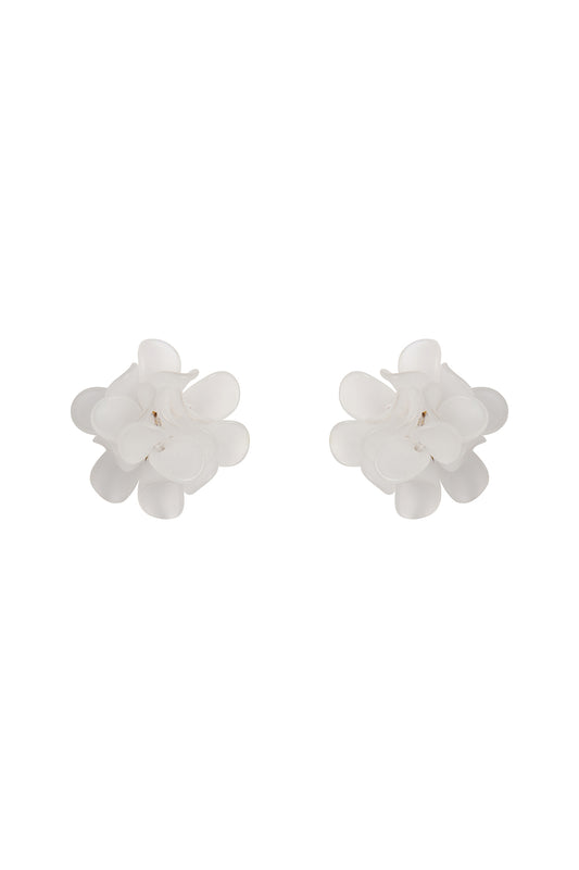 Acrylic Flower Petals Post Stud Earrings White