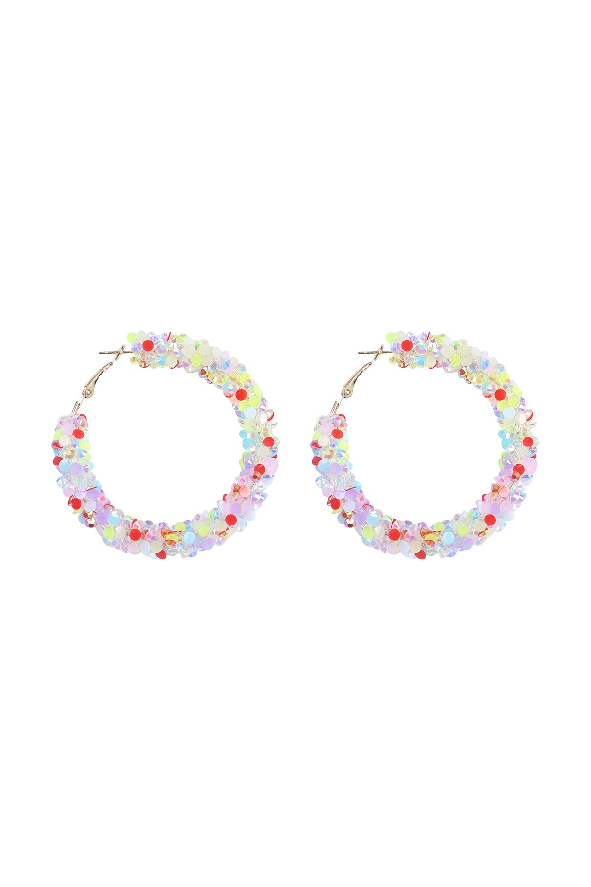 Cluster Rhinestone Glitter Hoop Earrings Multicolor