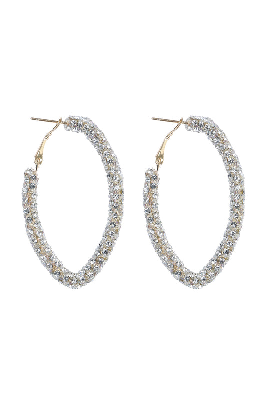 Rhinestone Glitter Hoop Lock Earrings