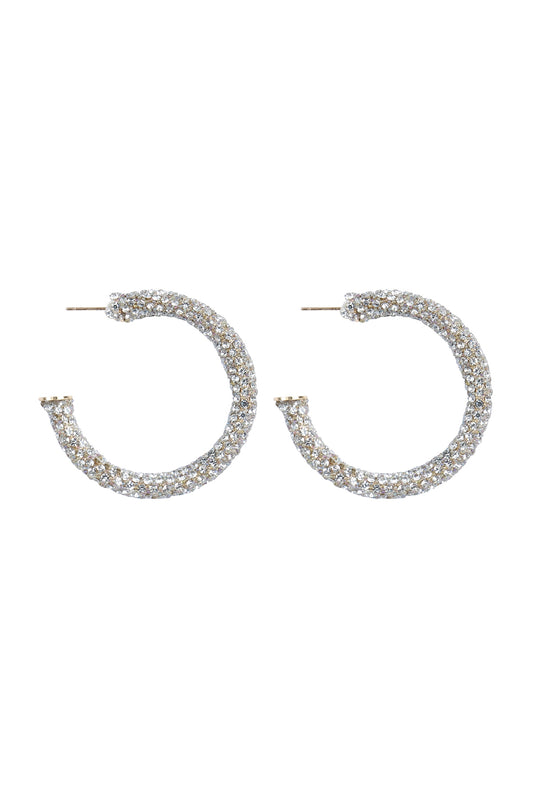 Colored Pave Rhinestone Hoop Earrings
