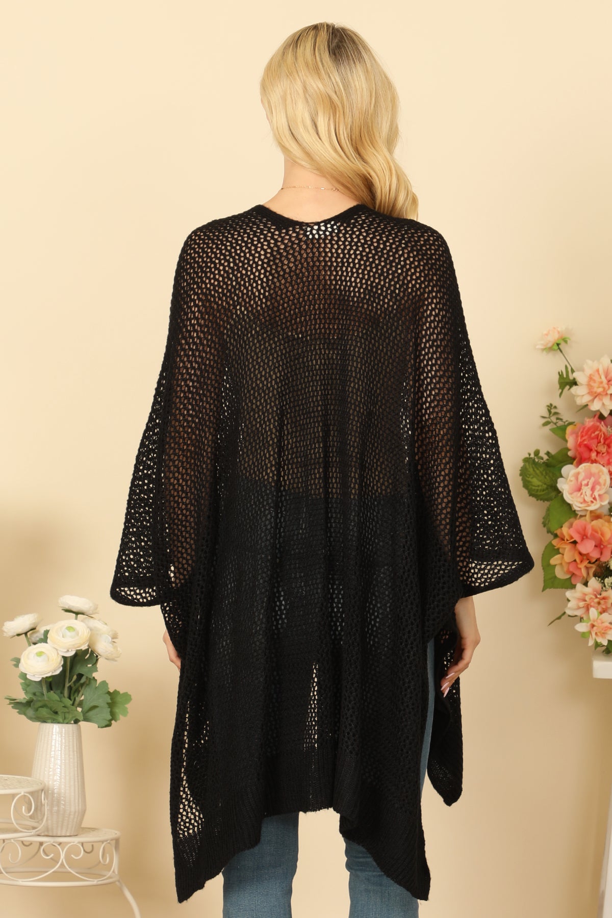 en's Crochet Mesh Kimono Cardigan for Summer