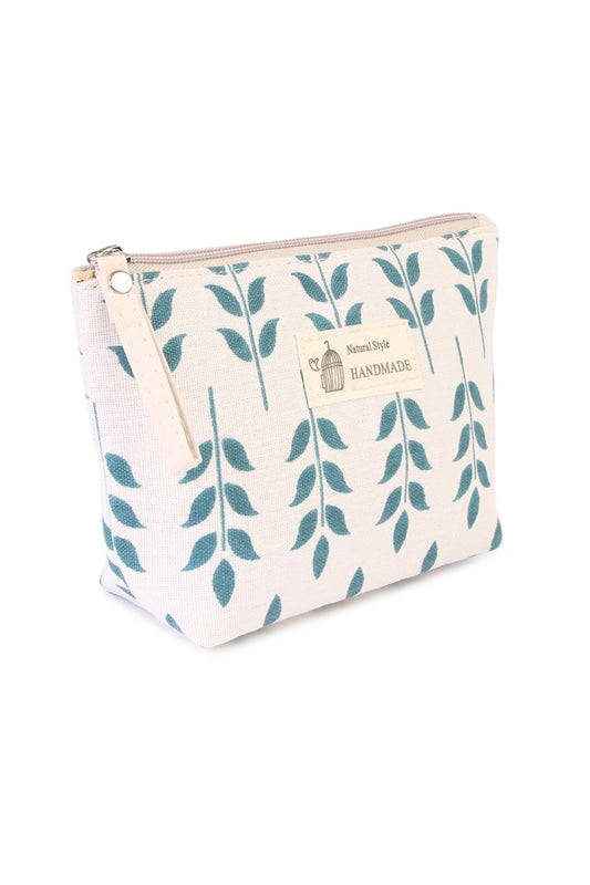 Leaf Printed Cosmetic Bag