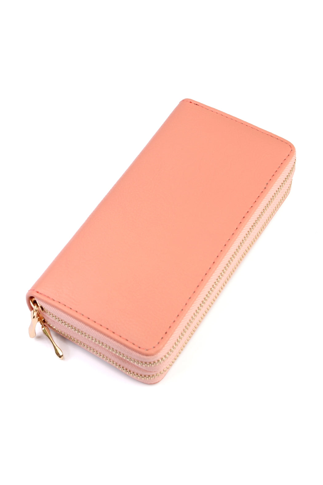 Natural Double Zipper Wallet