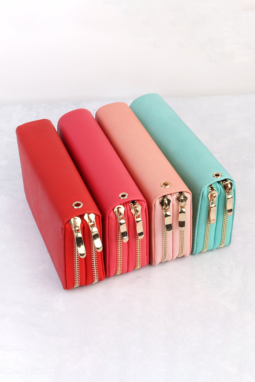 Natural Double Zipper Wallet