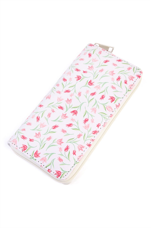 Floral Print Single Zipper Wallet