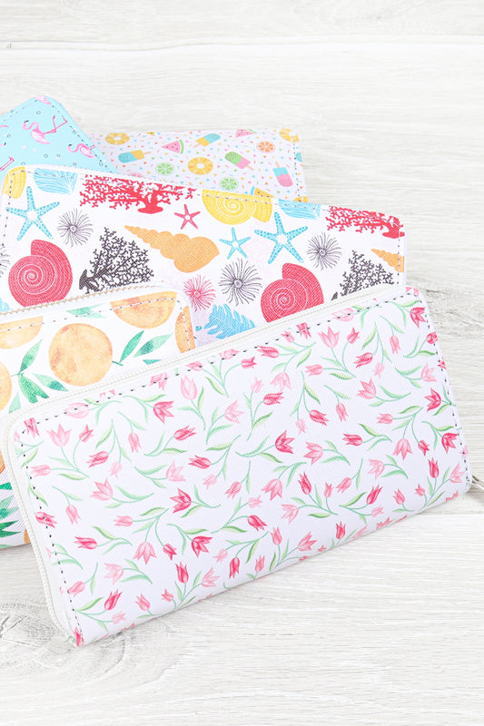 Floral Print Single Zipper Wallet